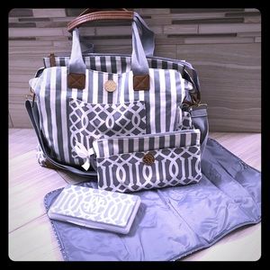 Mud Pie Diaper Bag and Lil Biter Bangle Wipe Bag